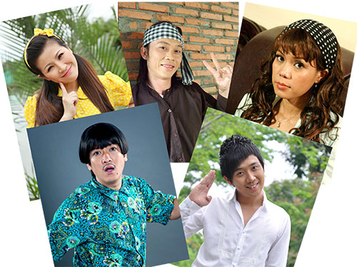 Từ trái qua, trên xuống: Kiều Linh, Hoài Linh, Việt Hương, Trường Giang, Trấn Thành Ảnh: THANH hiệp và nghệ sĩ cung cấp