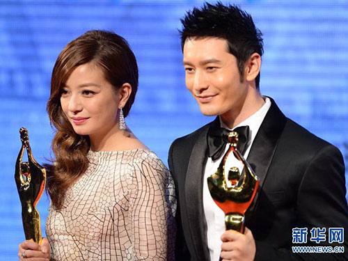 Triệu Vy và Huỳnh Hiểu Minh đều được vinh danh tại Kim Kê Bách Hoa 2014 Nguồn: Tân Hoa Xã Triệu Vy và Huỳnh Hiểu Minh đều được vinh danh tại Kim Kê Bách Hoa 2014 Nguồn: Tân Hoa Xã