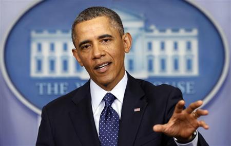 Tổng thống Obama truyền thông điệp từ Nhà Trắng. Ảnh: Reuters