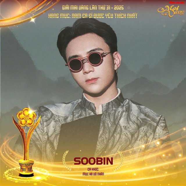 SOOBIN là ứng viên giải Mai Vàng lần thứ 31-2025 hạng mục Nam ca sĩ được yêu thích nhất   - Ảnh 1.